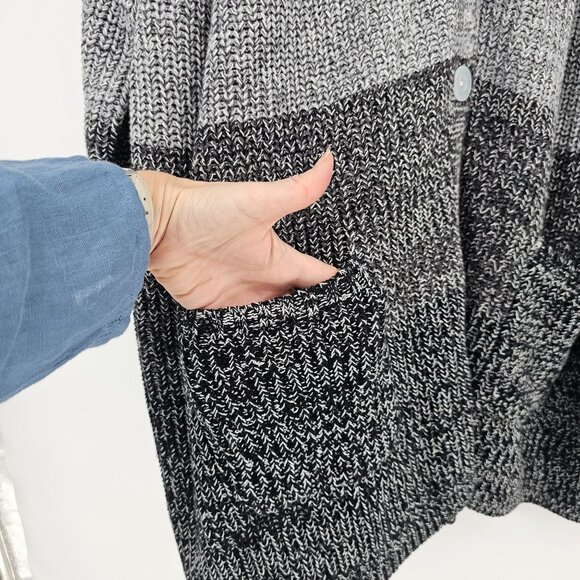 Woman Within Gray Gradient Cardigan Sweater 5X Relaxed Neutral Chunky Knit NWT - Picture 12 of 12
